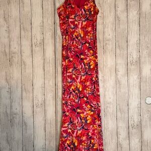 Nicole Miller Pink and Orange Floral Maxi Dress